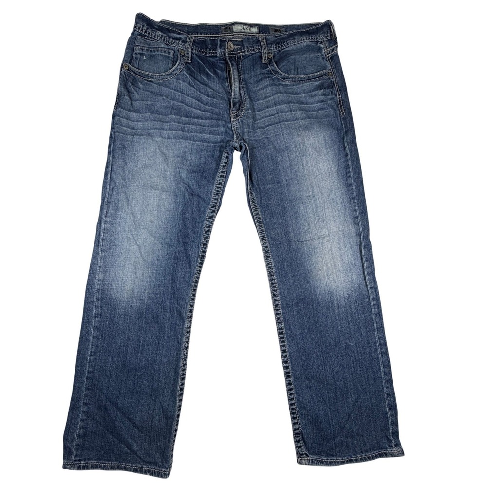 BKE Jake Mens Straight Leg Jeans Blue Medium Wash Stretch Denim 38S 38x28 - Picture 1 of 13